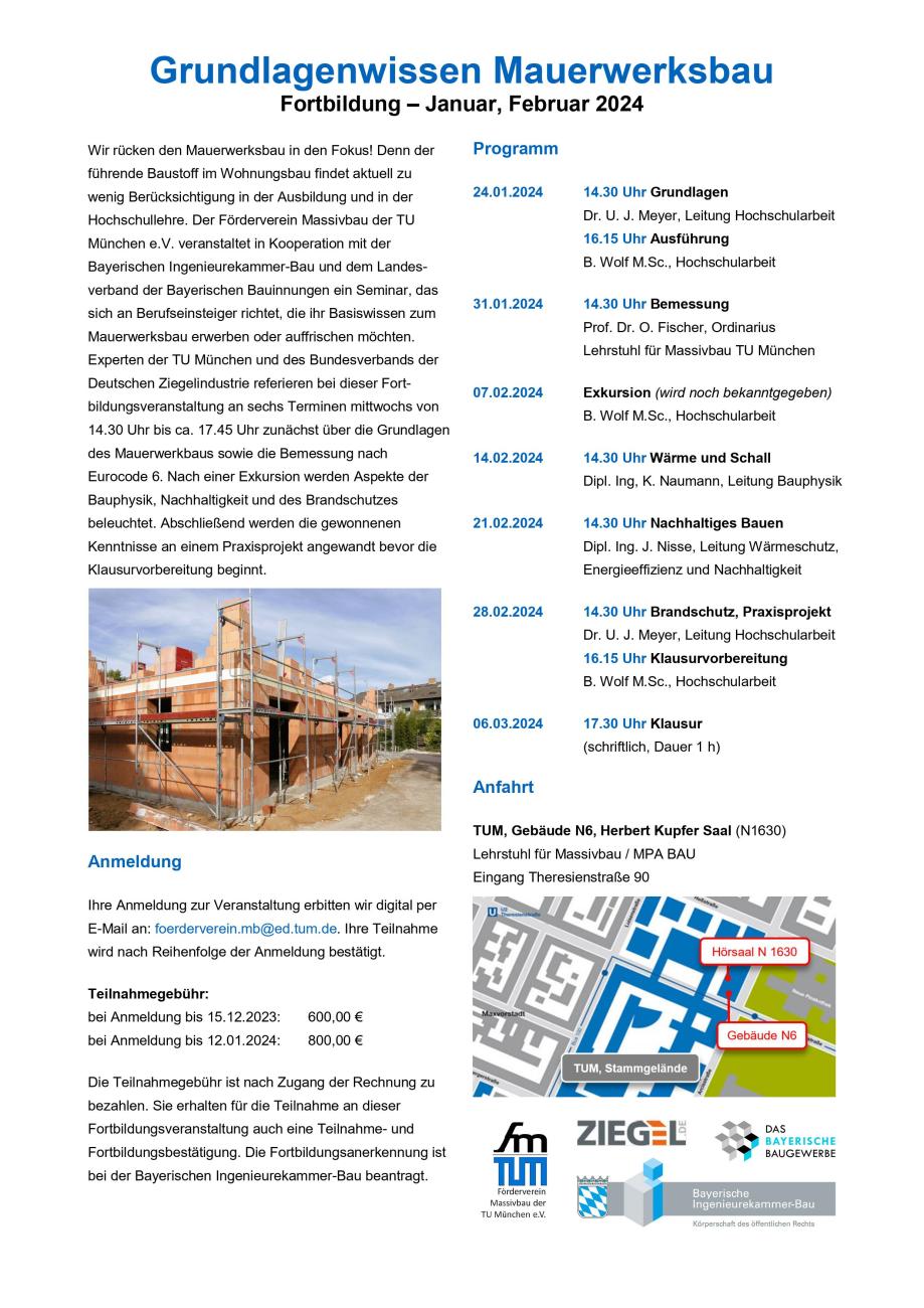 Flyer Fortbildung Mauerwerk