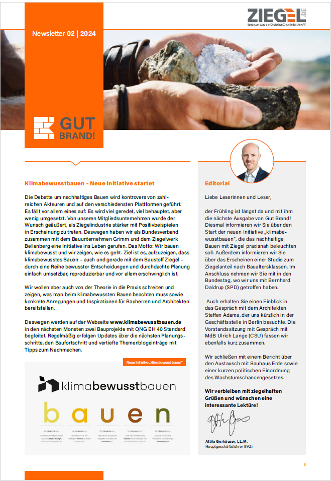 Gut Brand! 02|24 Newsletter der Ziegelindustrie