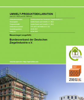 EPD Hintermauerziegel (ungefüllt) nach EN 15804+A2