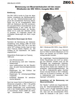 Bemessung von Mauerwerksbauten mit den neuen  Windlasten der DIN 1055-4, Ausgabe März 2005