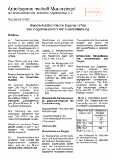 Brandschutztechnische Eigenschaften von Ziegelmauerwerk mit Zusatzdämmung