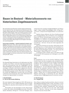 Bauen im Bestand - Materialkennwerte von historischem Ziegelmauerwerk