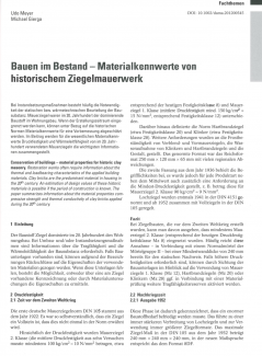 Bauen im Bestand - Materialkennwerte von historischem Ziegelmauerwerk