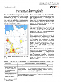 Verwendung von Zulassungsziegeln in den deutschen Erdbebengebieten