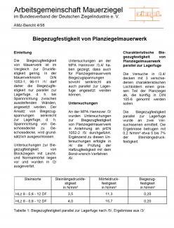 Biegezugfestigkeit von Planziegelmauerwerk