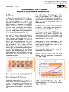 Feuerwiderstand von schlanken  tragenden Ziegelwänden nach EN 1365-1