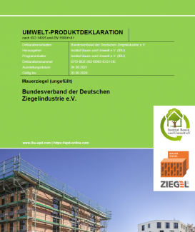 EPD Hintermauerziegel (ungefüllt) nach EN 15804+A1