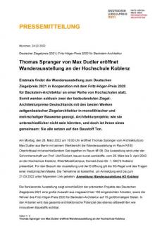 Pressemitteilung zur Vernissage an der Hochschule Koblenz